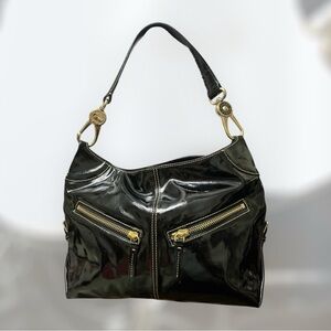 Dooney & Bourke Black Patent Leather Hobo Shoulder Bag